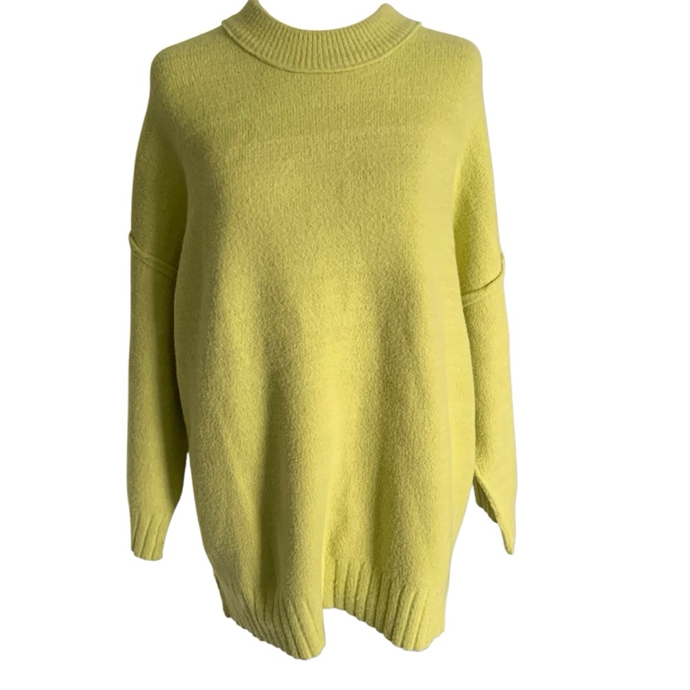 Free People XS Super Soft Oversized Chartreuse Teddy Tender Shoots Tunic Sweater
